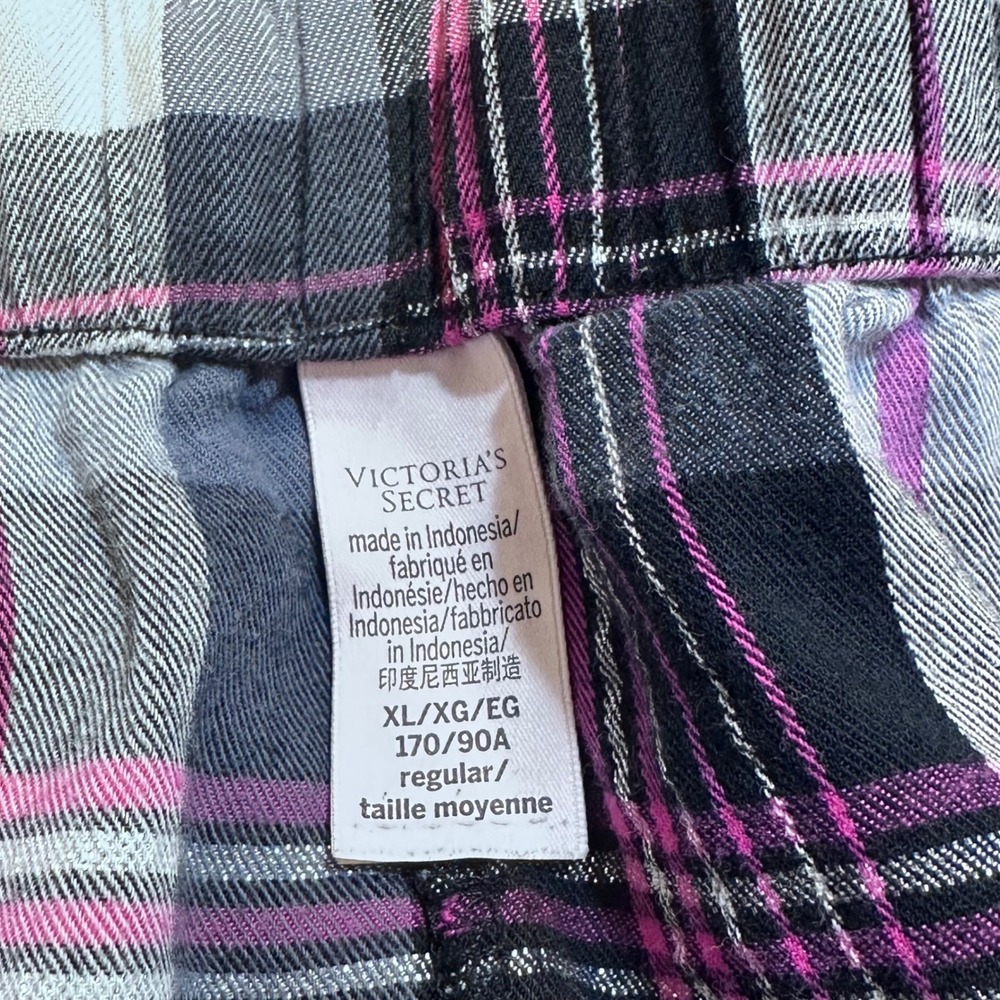 Victorias Secret Plaid Pajama Set Top Pants Women XL Pink Black Lounge Sleepwear - Picture 4 of 15